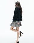 IAMXIAA Low-Rise Heather Grey Drop-Waist Ruffle Mini Skirt