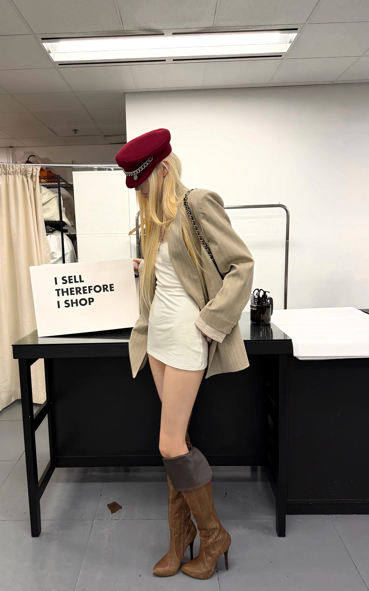 Rase le sol Layered Cuff Oversized Double-Breasted Blazer
