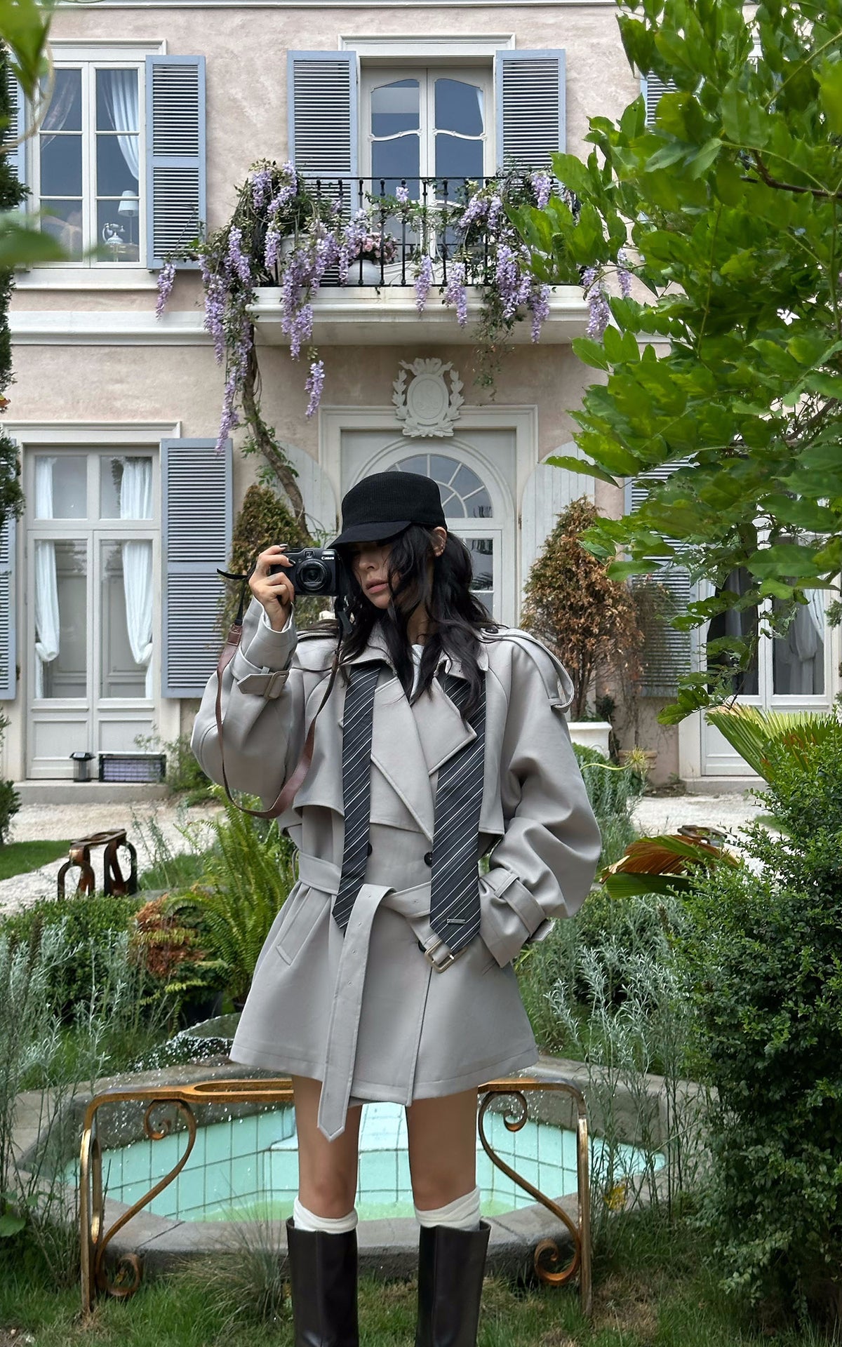WARDEN EDGE Trench-coat court surdimensionné avec ceinture
