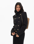0122stepll High Collar Cropped Military Jacket