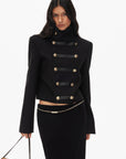 0122stepll High Collar Cropped Military Jacket