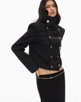 0122stepll High Collar Cropped Military Jacket