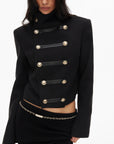 0122stepll High Collar Cropped Military Jacket