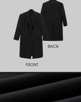 WARDEN EDGE Black Padded Shoulder Long Blazer