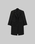 WARDEN EDGE Black Padded Shoulder Long Blazer