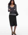 0122stepll Scoop Neck Button-Front Slim-Fit Long Sleeve T-Shirt