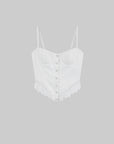 WARDEN EDGE White Corset Top with Lace Hem