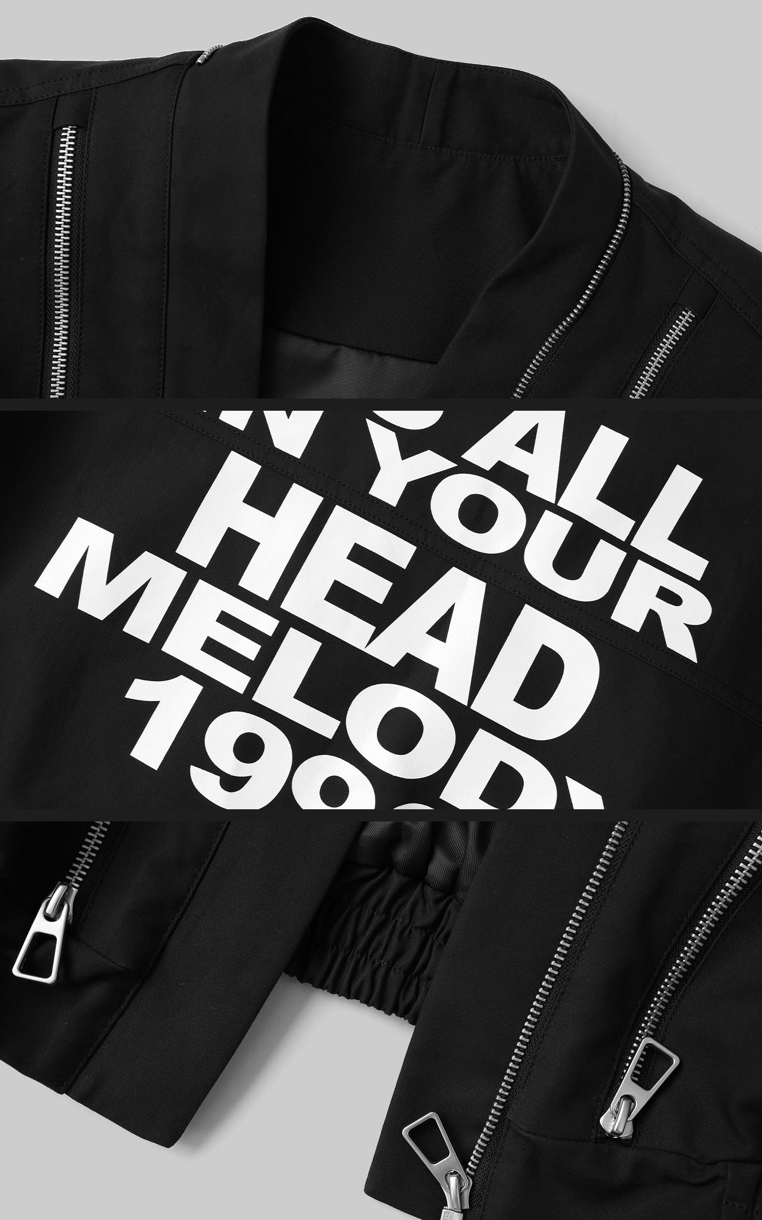 WARDEN EDGE Oversized Bomber Jacket with Slogan Back Print