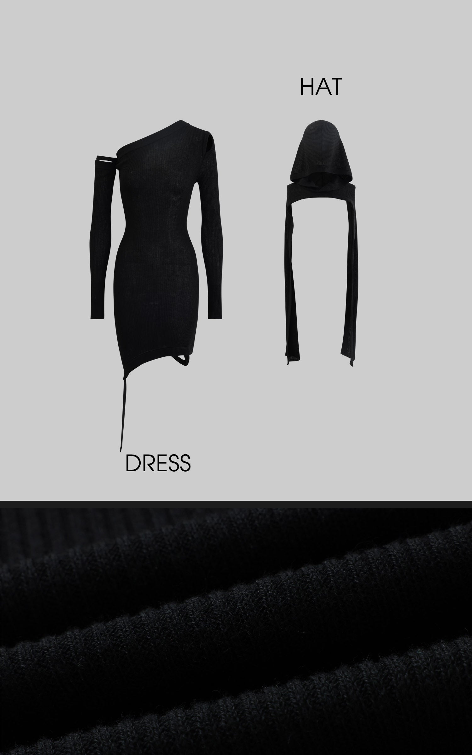 Rase le sol Black Knit Dress with Hood