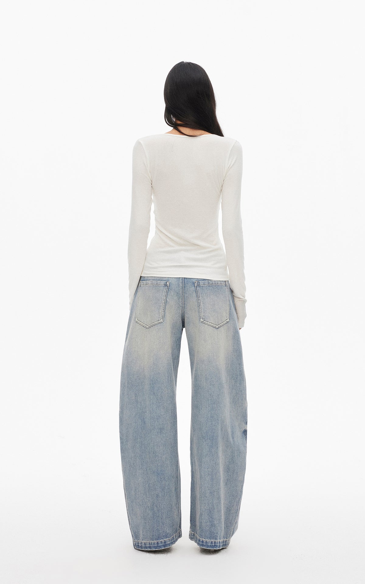 0122stepll Scoop Neck Button-Front Slim-Fit Long Sleeve T-Shirt