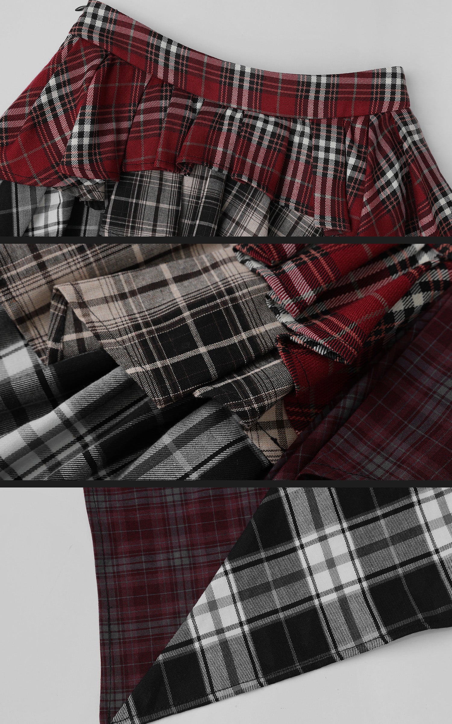 WARDEN EDGE Asymmetrical Plaid Patchwork Skirt