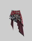 WARDEN EDGE Asymmetrical Plaid Patchwork Skirt