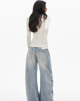 0122stepll Scoop Neck Button-Front Slim-Fit Long Sleeve T-Shirt