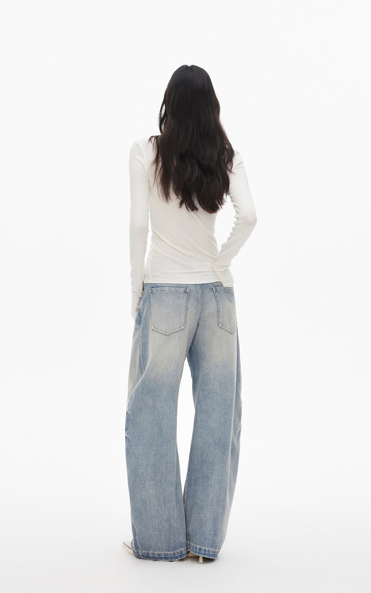 0122stepll Scoop Neck Button-Front Slim-Fit Long Sleeve T-Shirt