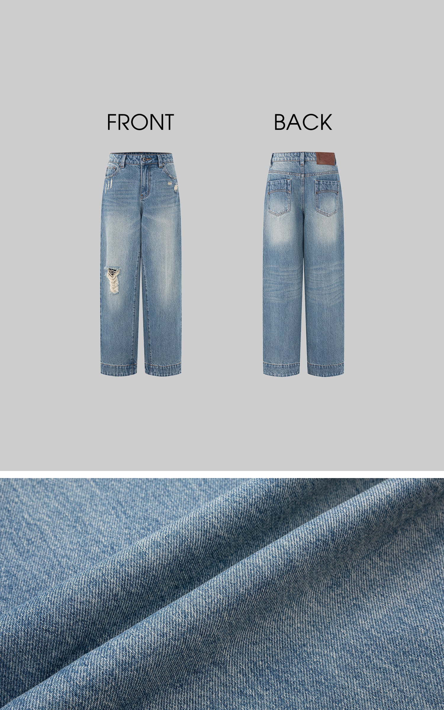 IAMXIAA Light Wash Distressed Baggy Jeans