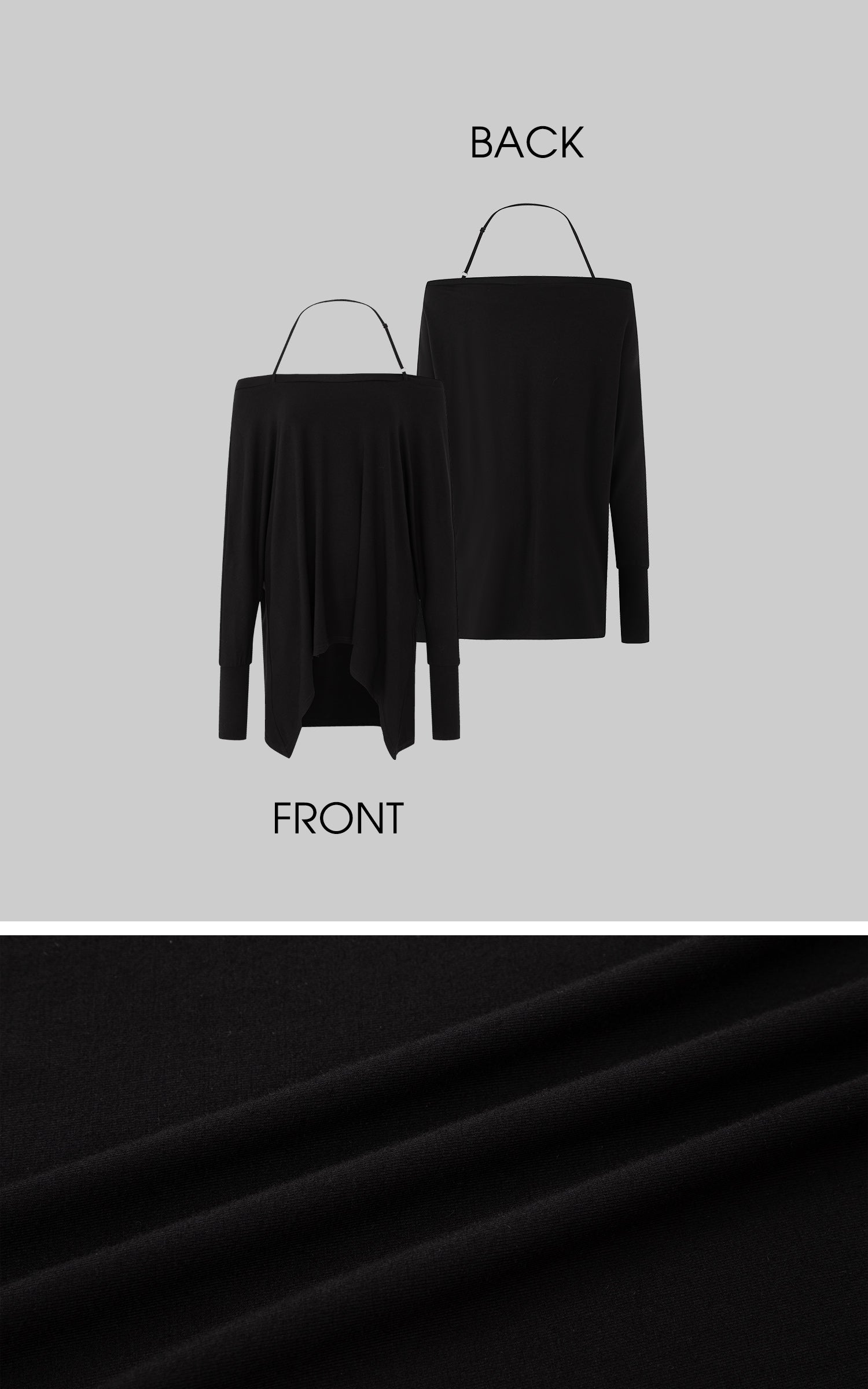 IAMXIAA Off Shoulder Long Sleeve Top with Adjustable Strap