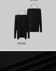 IAMXIAA Off Shoulder Long Sleeve Top with Adjustable Strap
