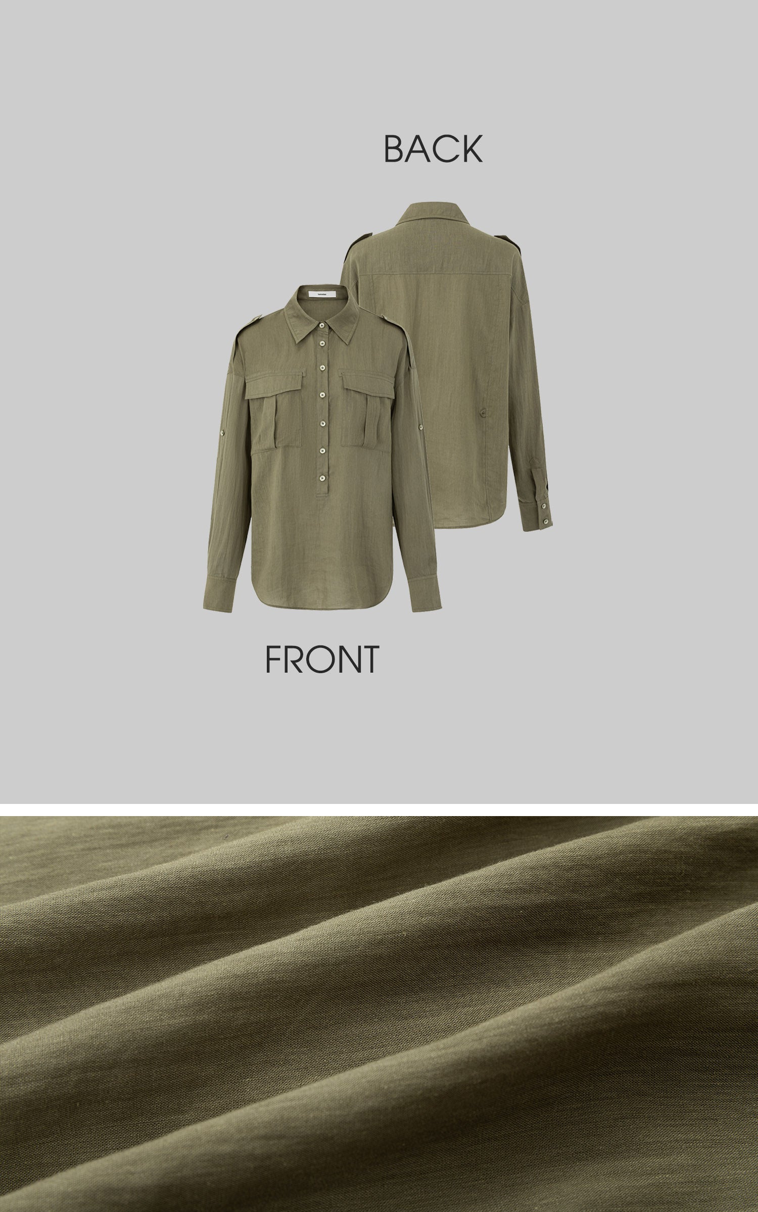 IAMXIAA Chemise Olive à Poches Utilitaires