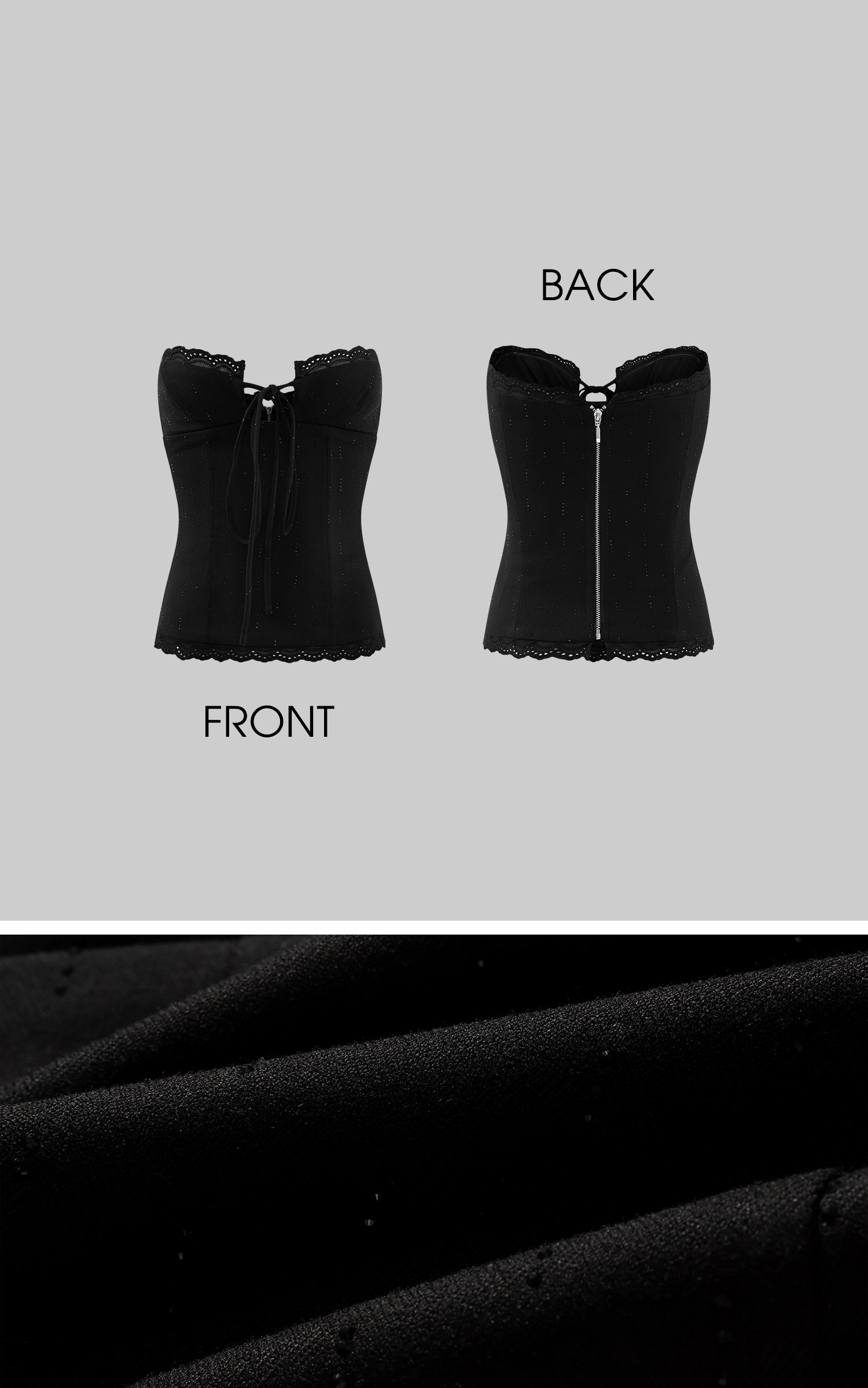 ROVENTE Lace Trim Corset Top and Flared Pants Set