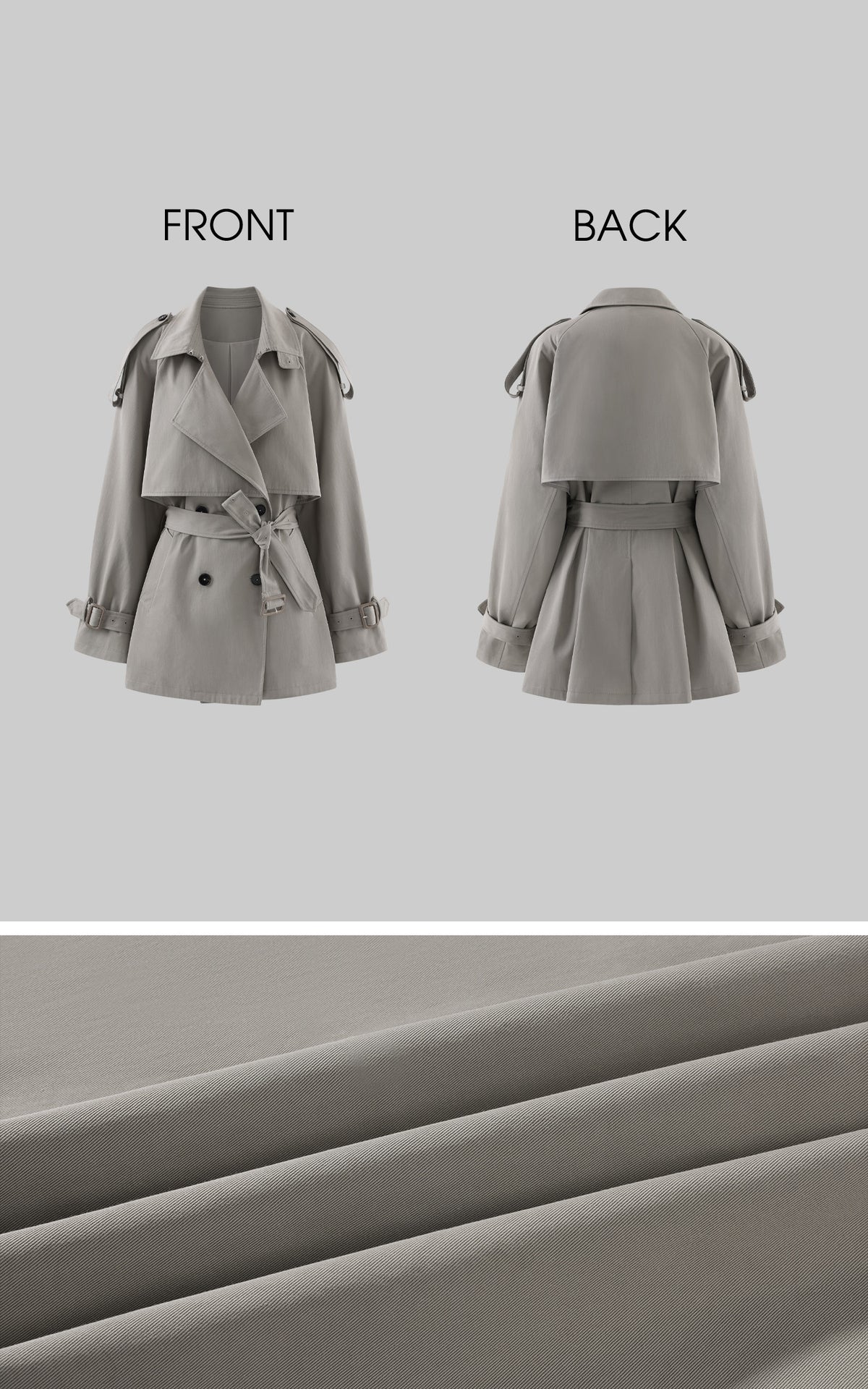 WARDEN EDGE Trench-coat court surdimensionné avec ceinture