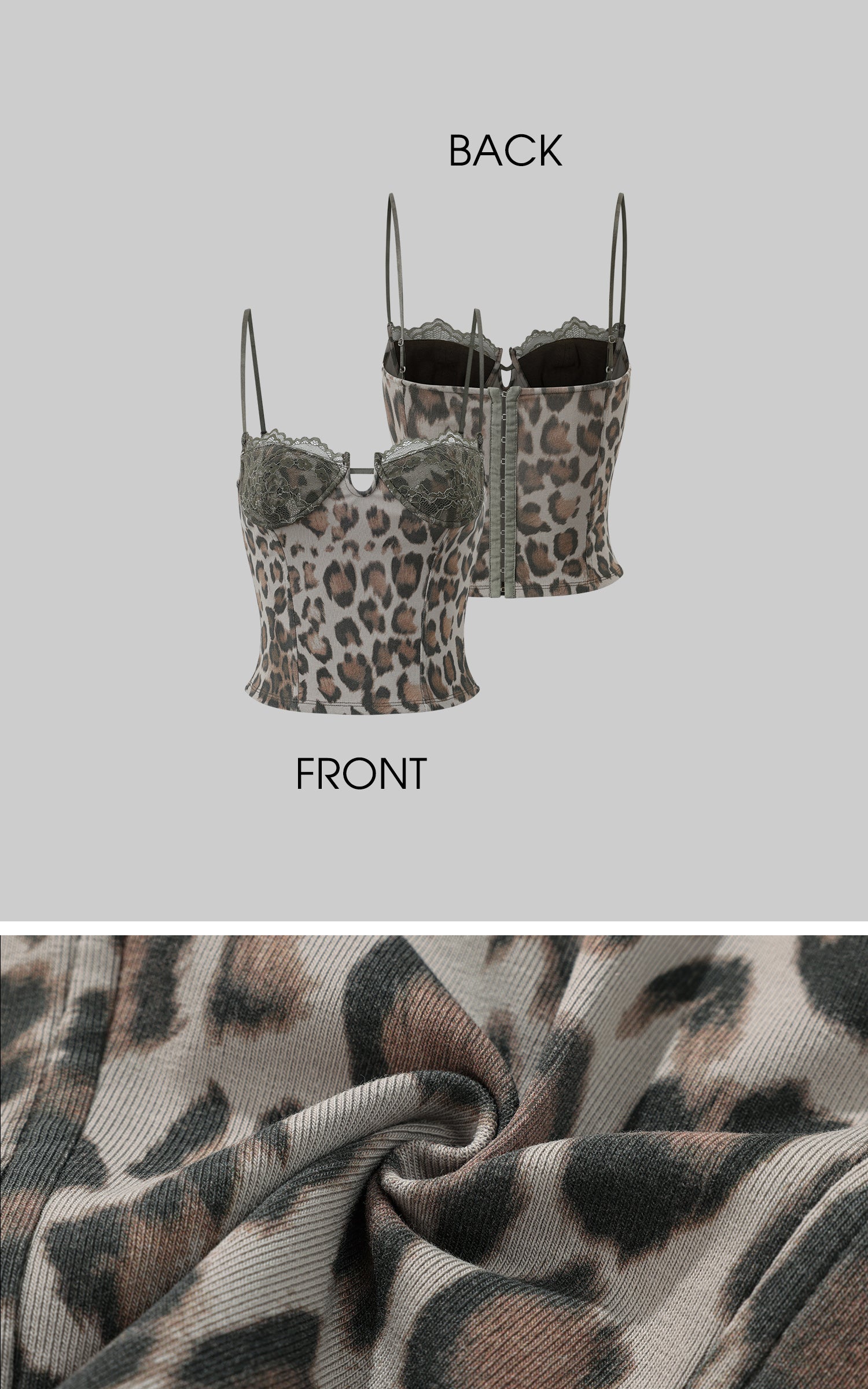 ROVENTE Leopard Lace Corset Cami - PINKPARKS