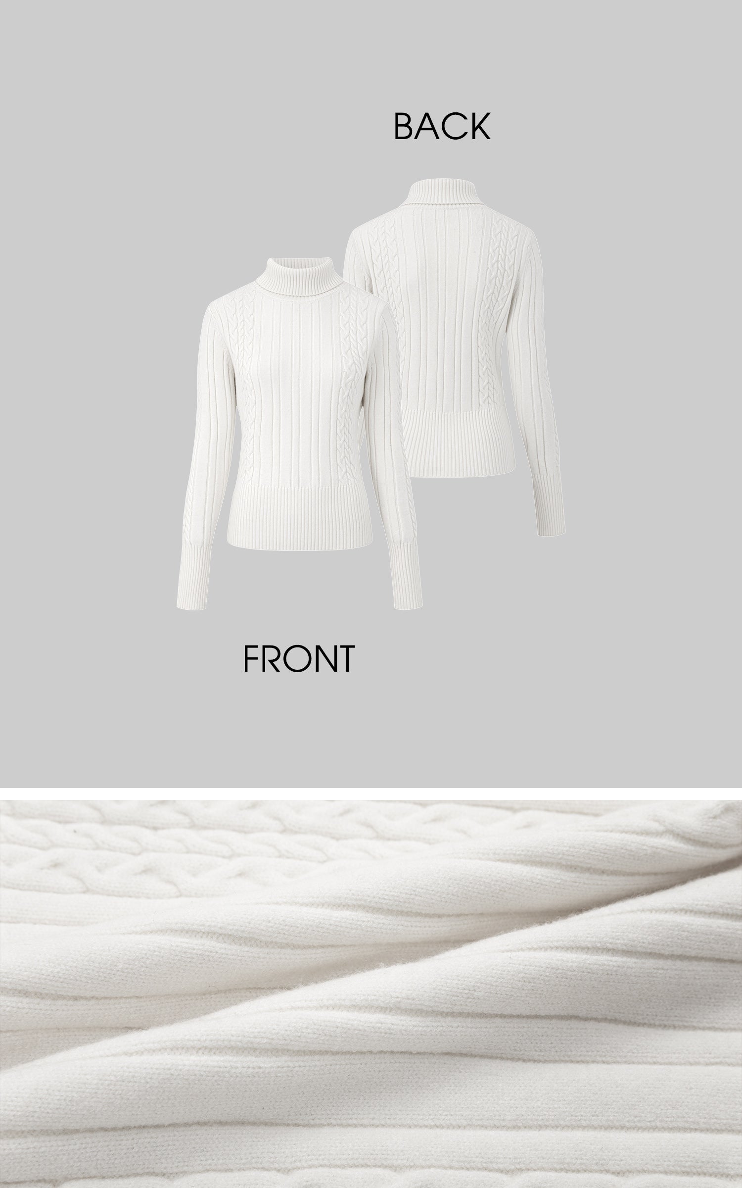 IAMXIAA Pull fin à col roulé côtelé en maille torsadée