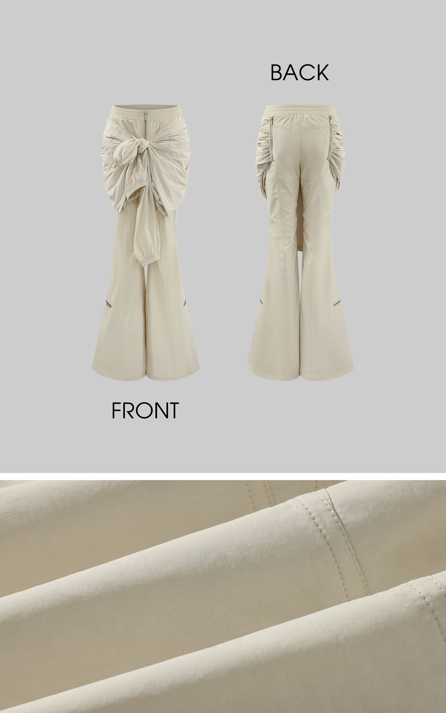 Rase le sol Knotted Detail Flared Casual Pants
