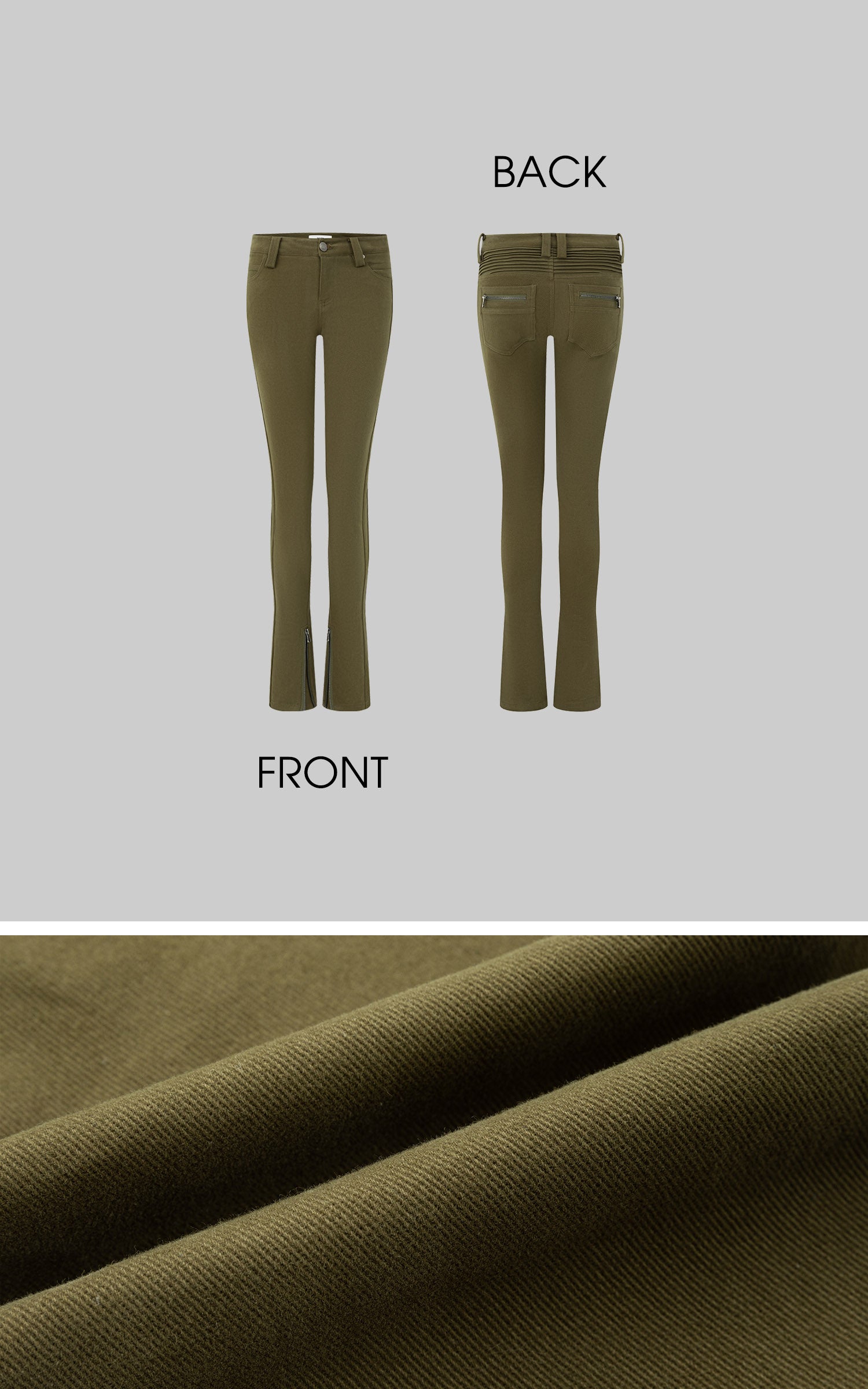 IAMXIAA Low Rise Slim Fit Zip Hem Pants