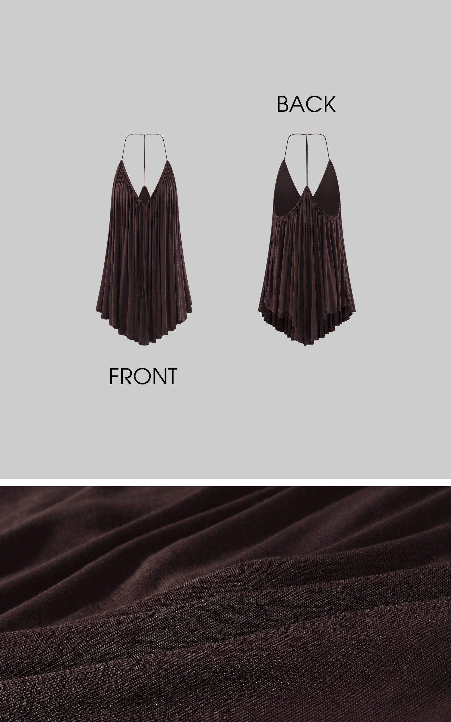 0122stepll Pleated Halter Draped Camisole Top