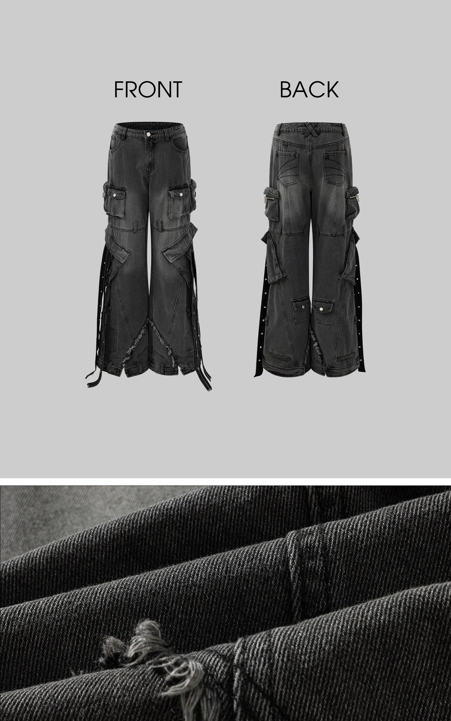 Rase le sol Deconstructed Cargo Pants with Strap Detailing - PINKPARKS