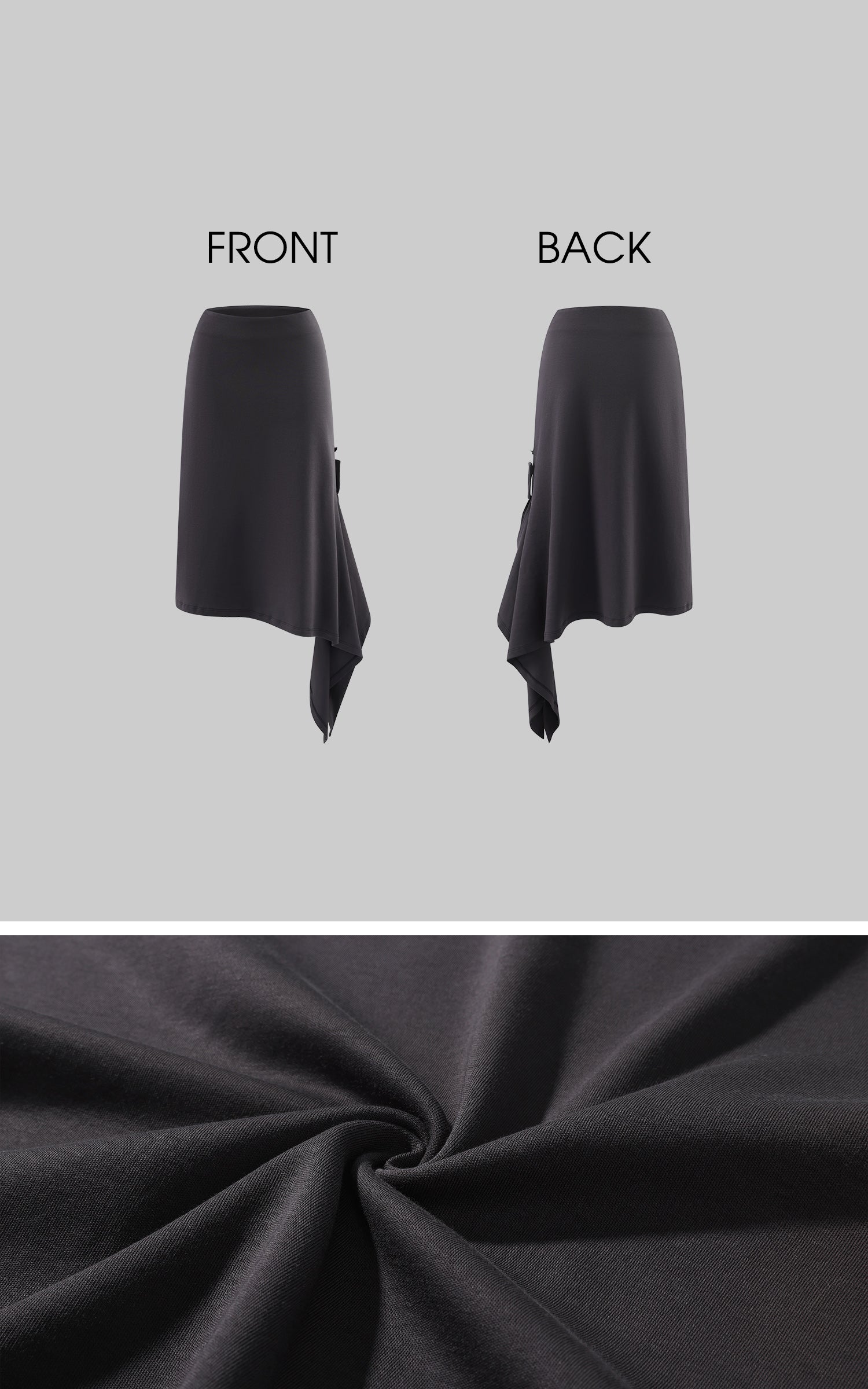 0122stepll Asymmetric Draped Midi Skirt