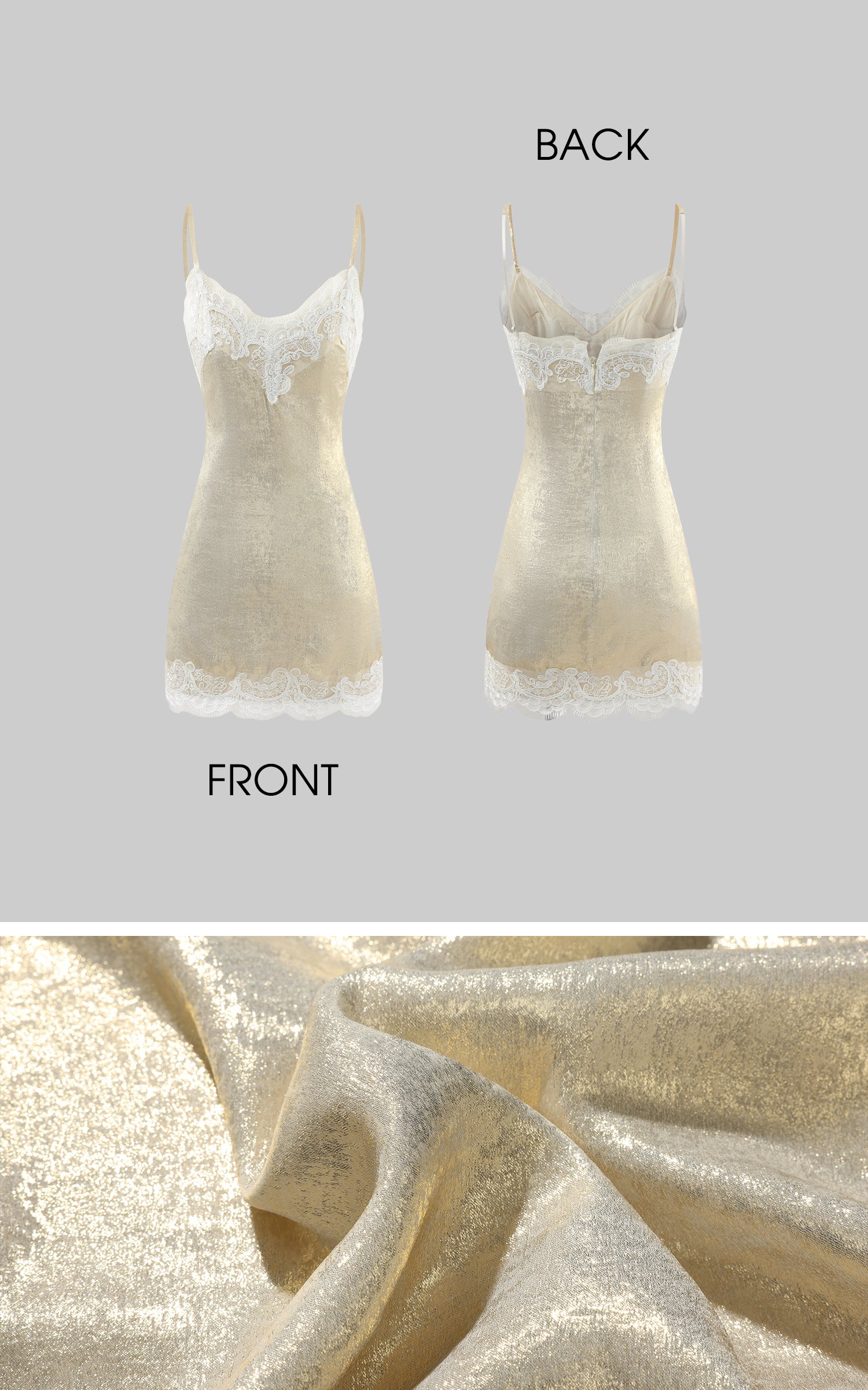 ROVENTE Robe courte à bretelles en dentelle scintillante