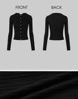 IAMXIAA Sculpted Ribbed Long Sleeve Top with Vintage Metal Button Detailing