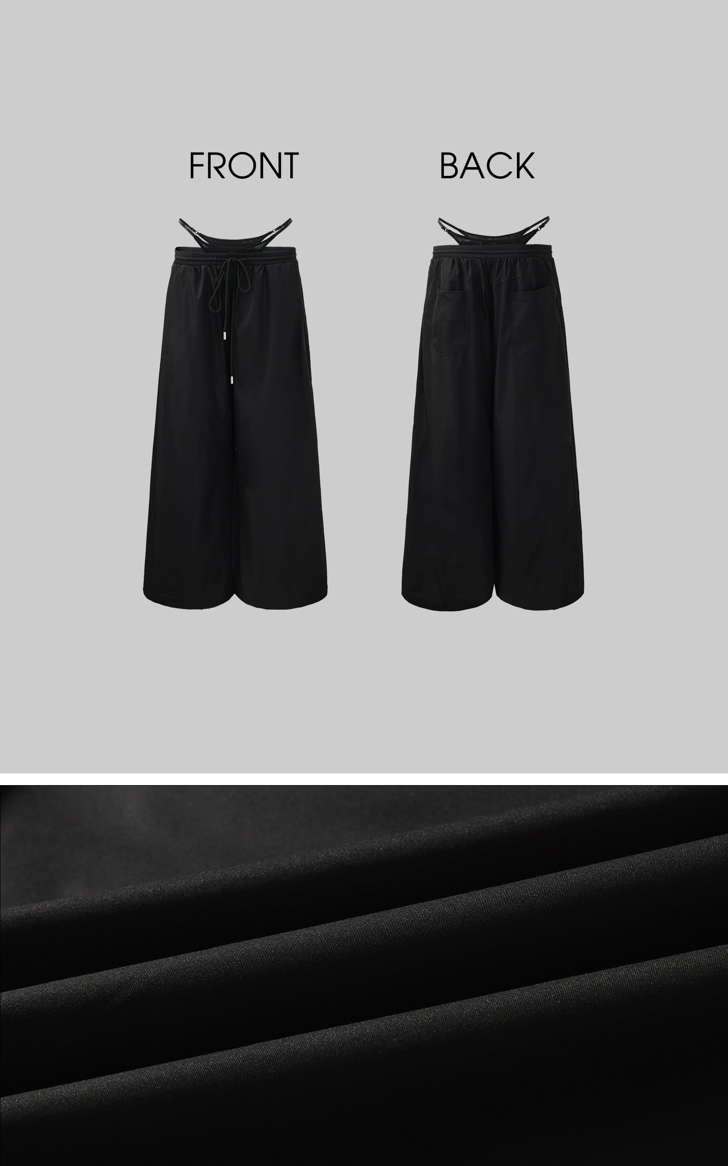 Rase le sol Double-Layered Overlap Drawstring Pants - PINKPARKS