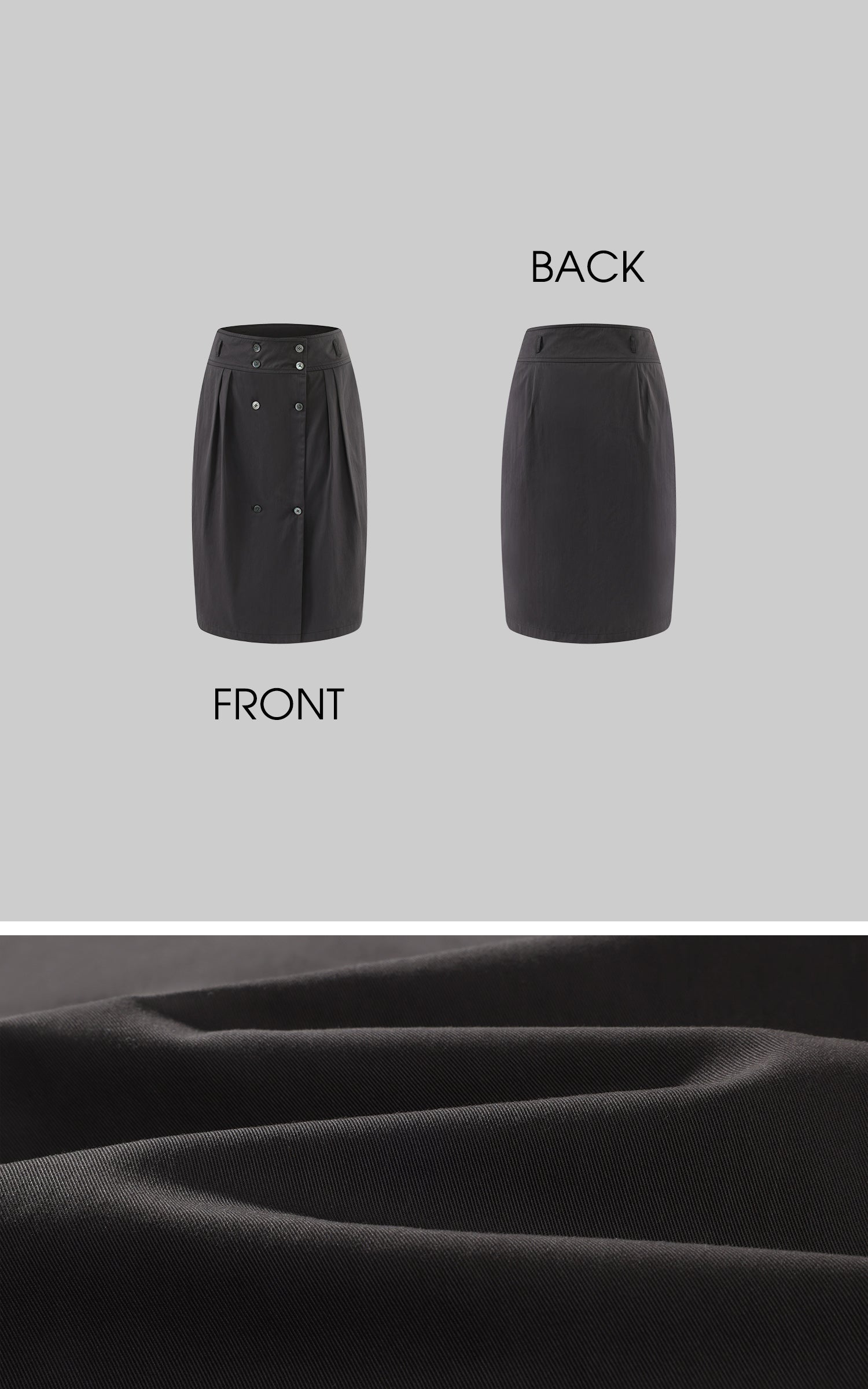 0122stepll Jupe midi plissée asymétrique à boutons