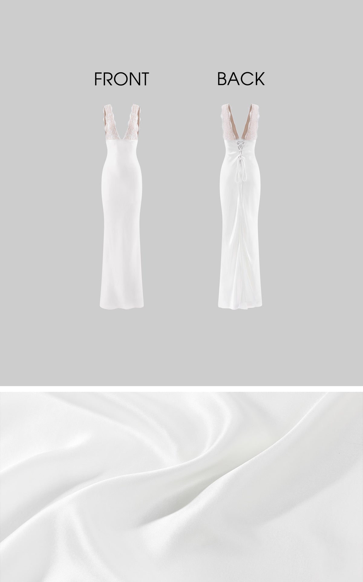 ROVENTE Lace-Trim Lace-Up Satin Maxi Dress