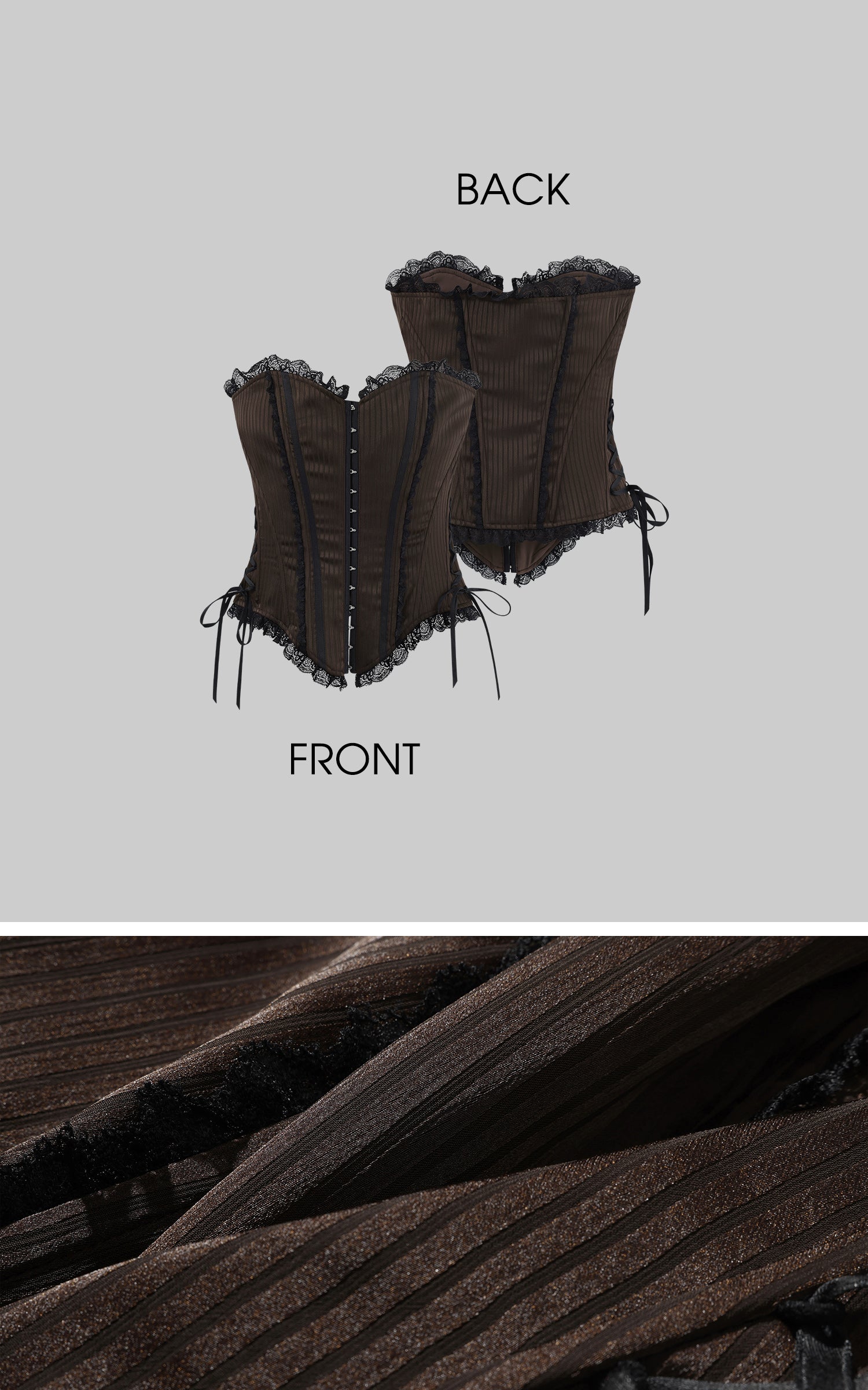 Rase le sol 스트럭처드 레이스 트림 코르셋 탑, 후크 클로저