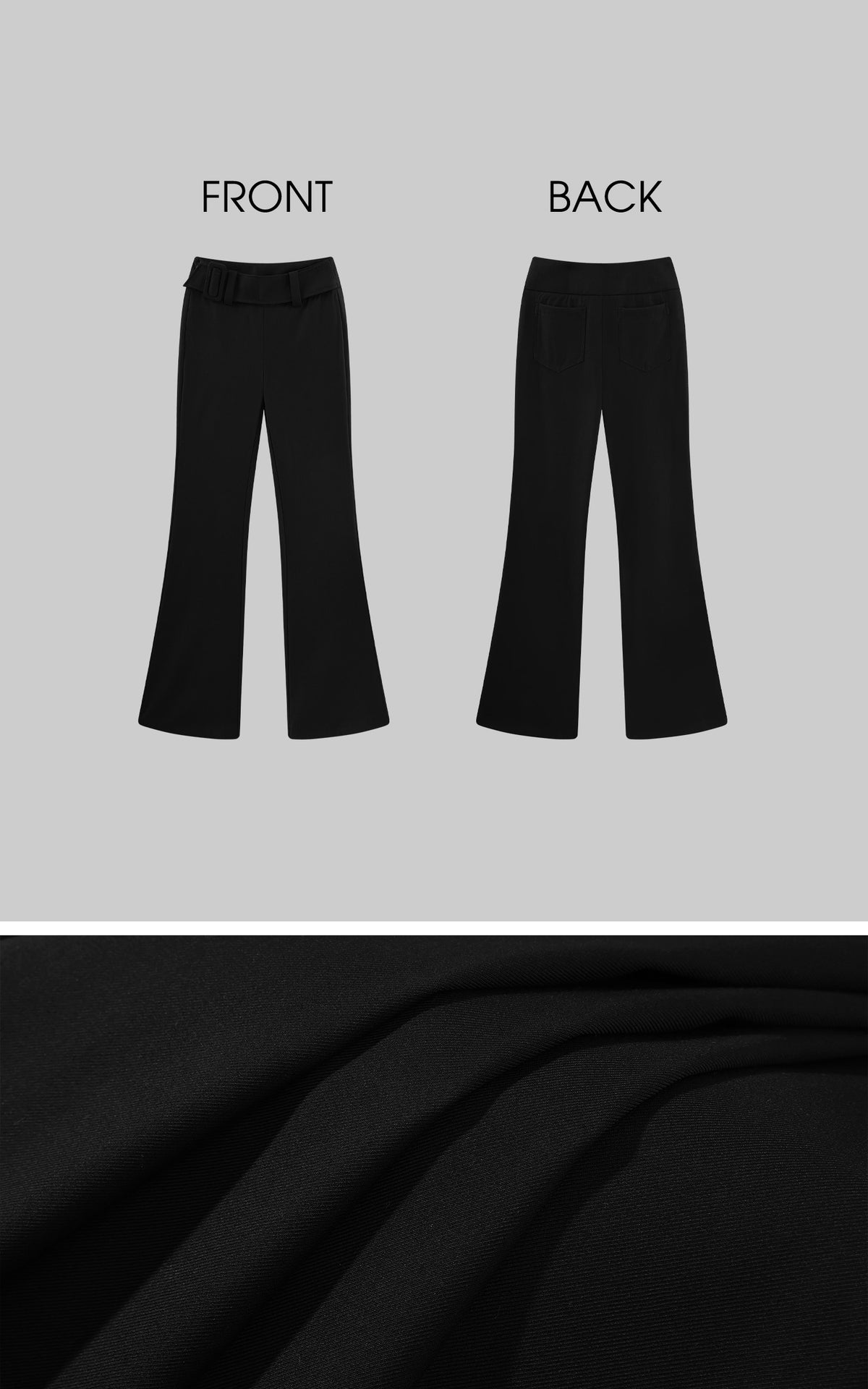 Hydrae Low-Rise Statement Buckle Belt Flared Pants