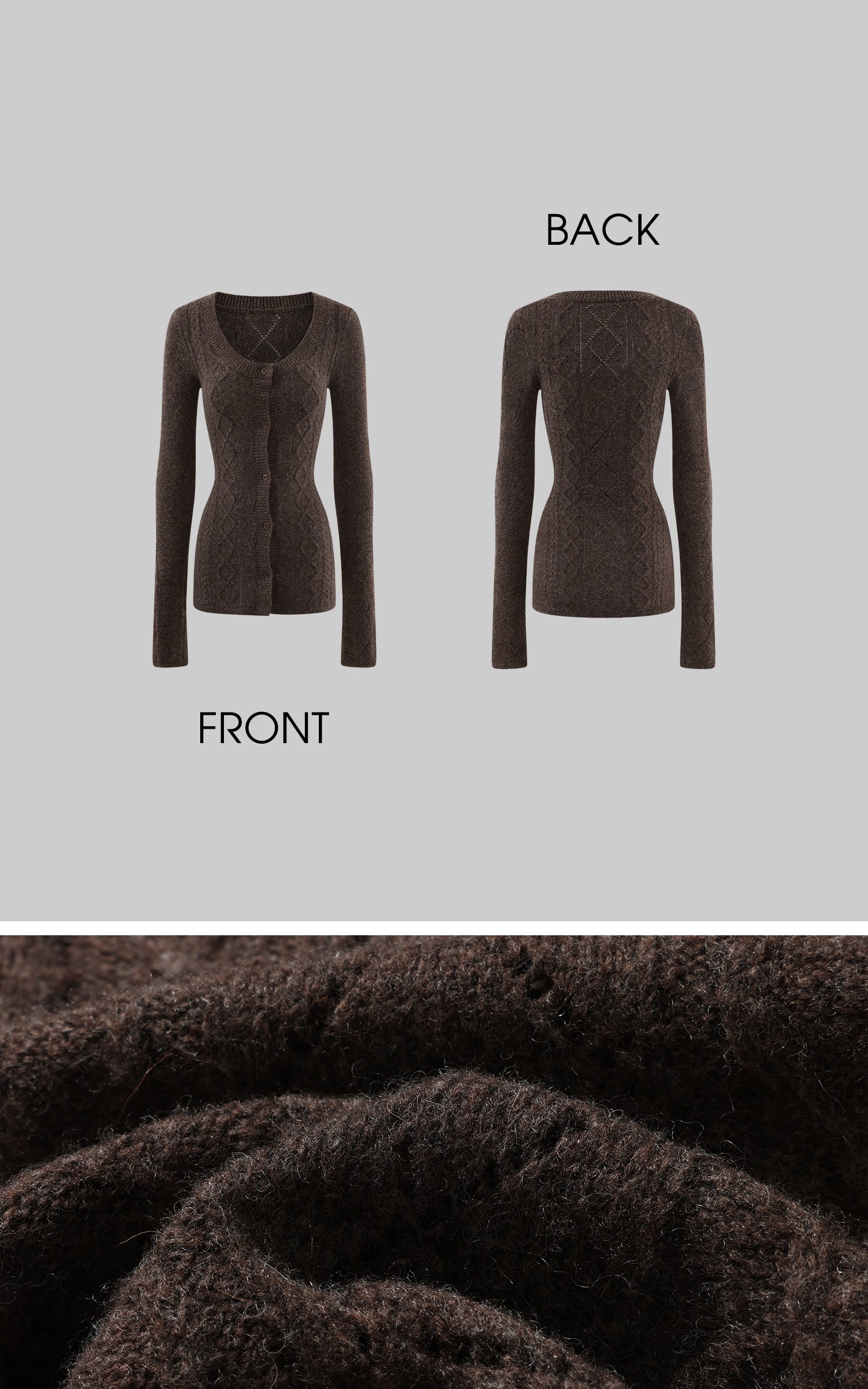 Rase le sol Haut en maille ajusté à boutons avec texture losange subtile