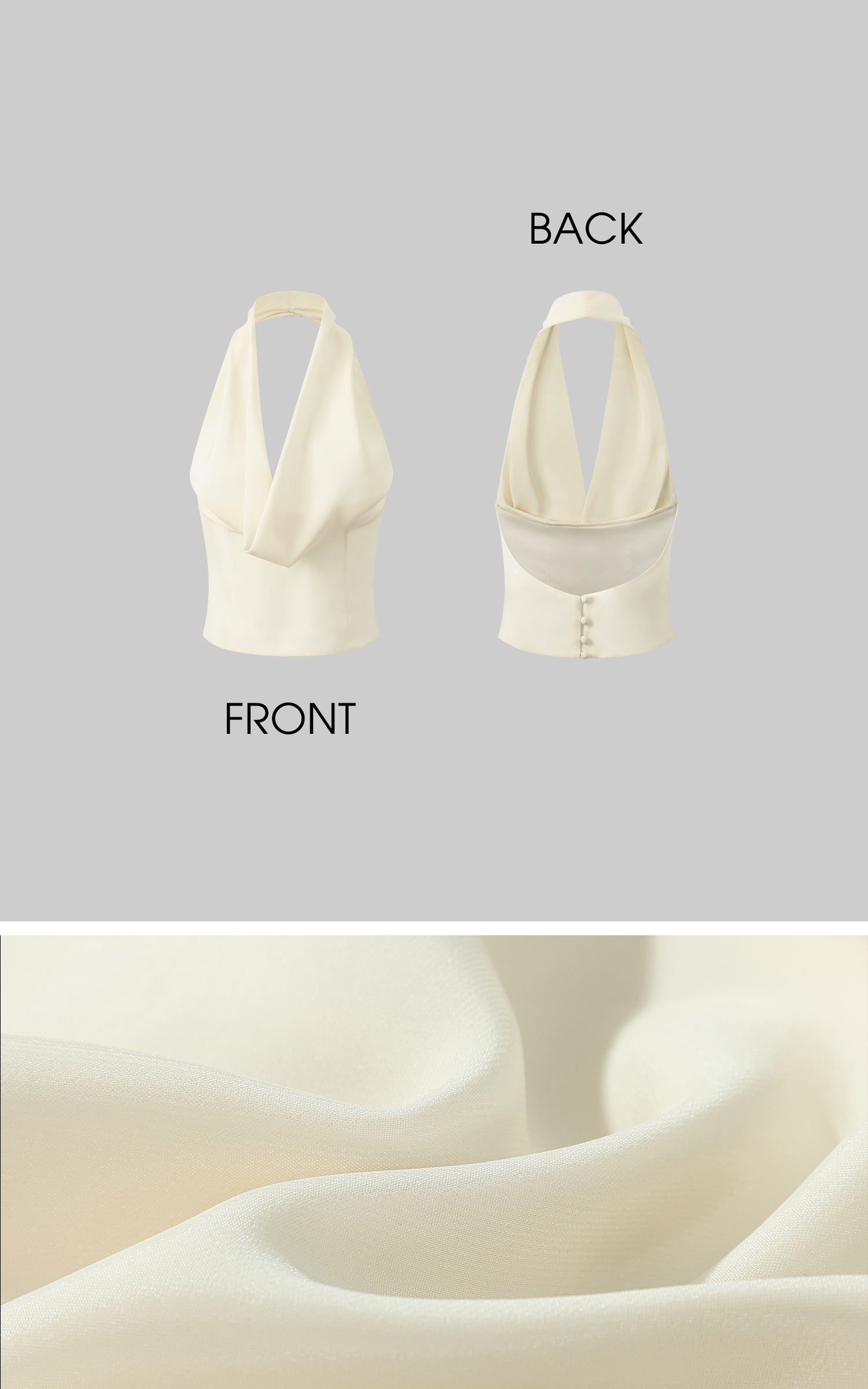 ROVENTE Draped Halter Corset Top in Pearl - PINKPARKS