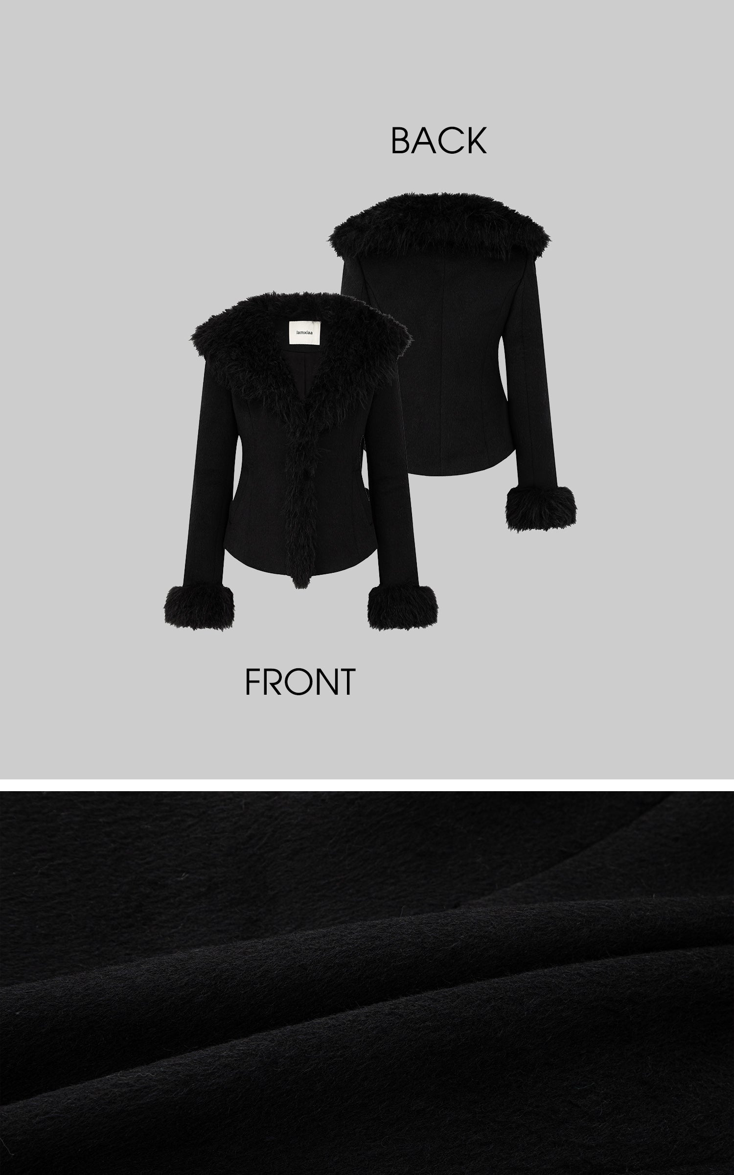 IAMXIAA 울 혼방 퍼 트림 자켓