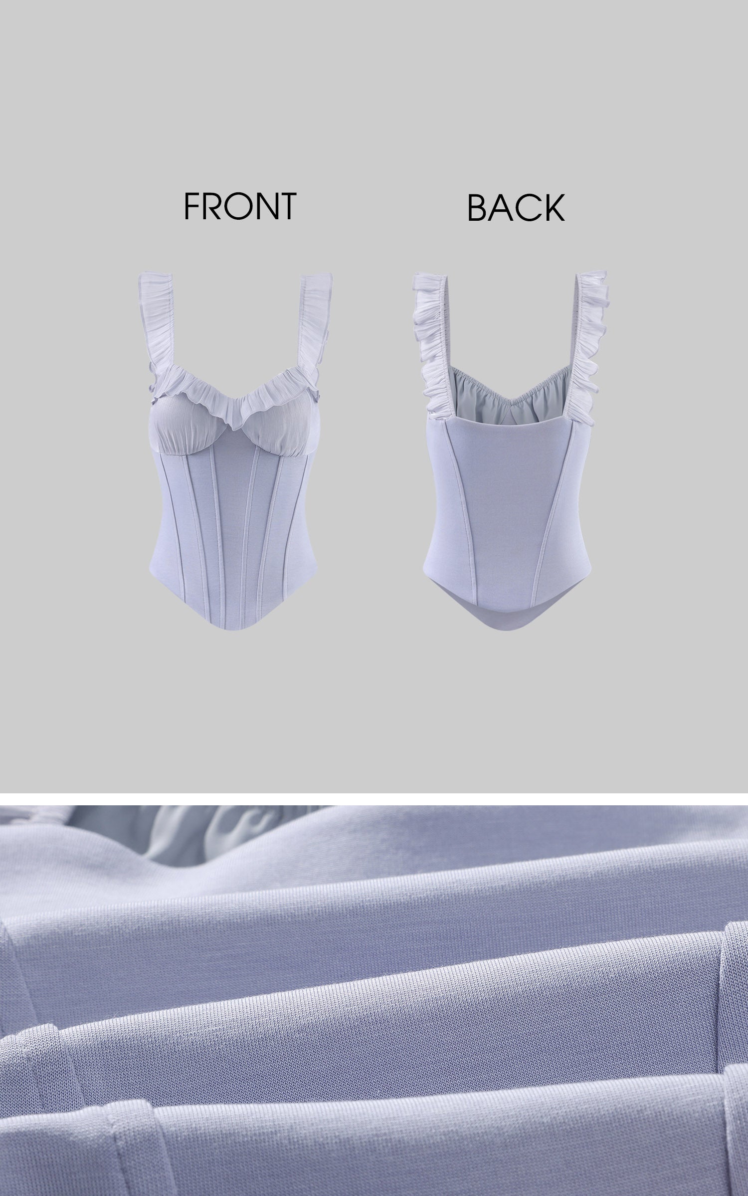 Hydrae Structured Off-Shoulder Ruffle Corset Bodice Sculpted Waist Top