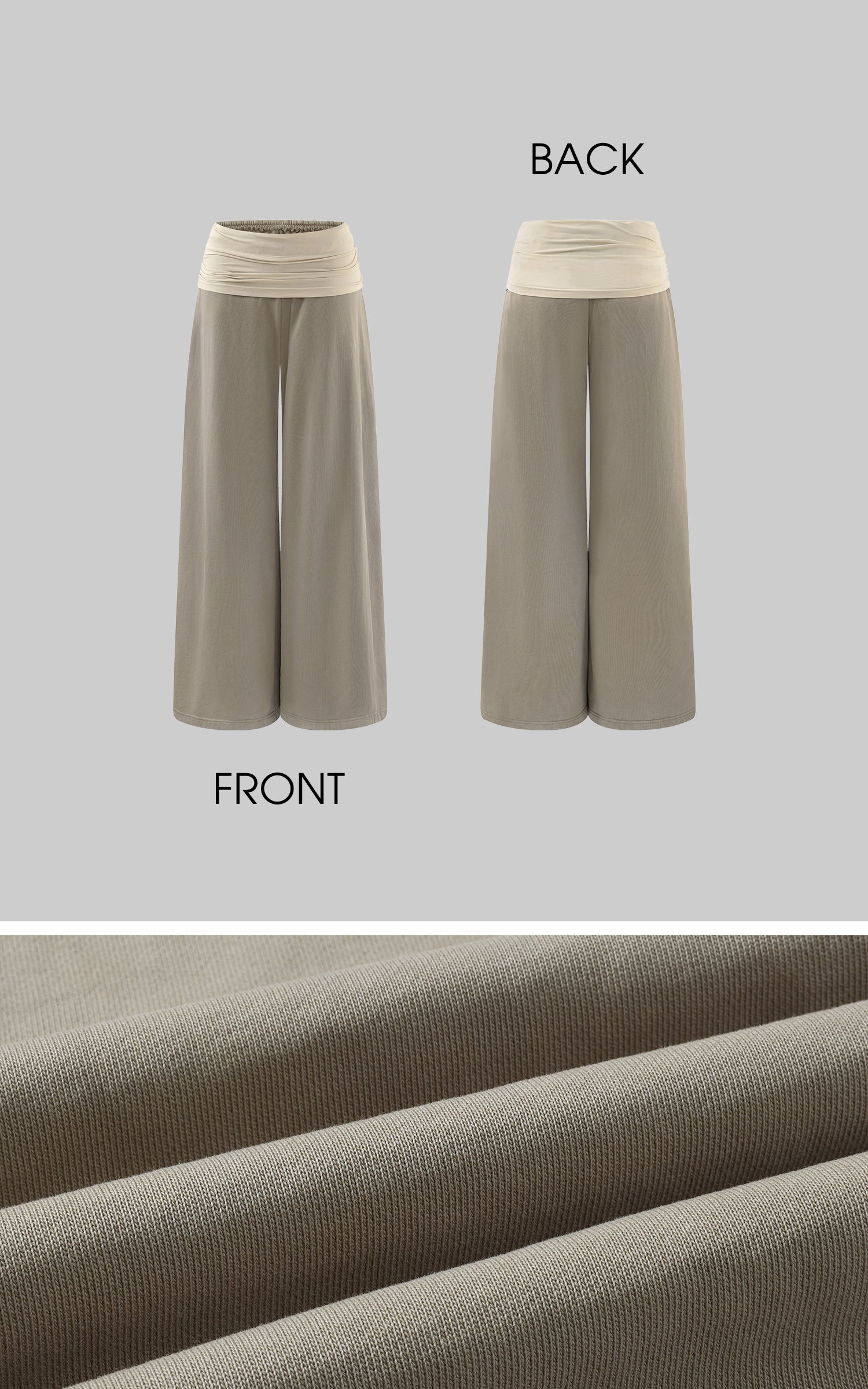 Rase le sol High Waist Contrast Panel Wide Leg Pants