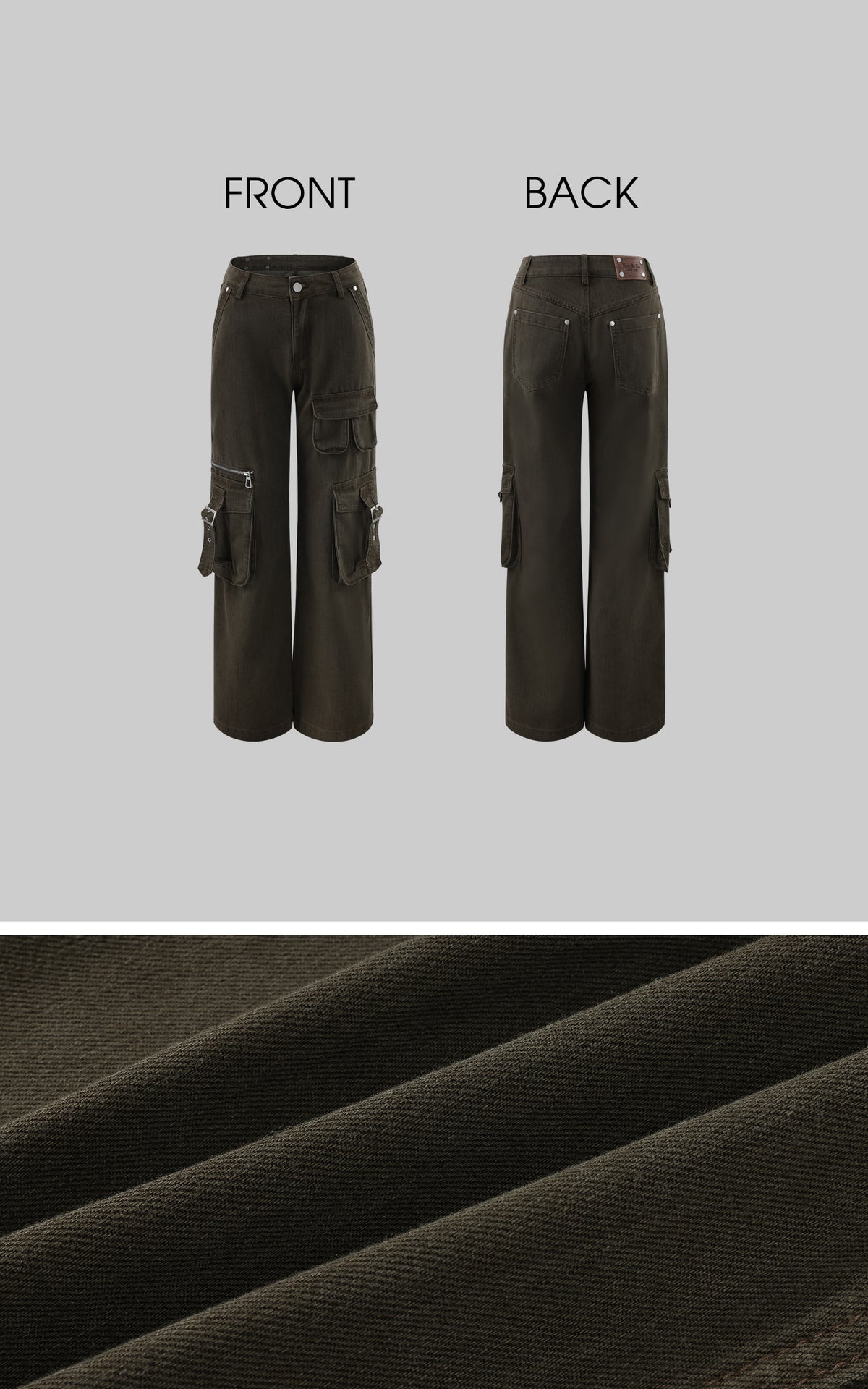 Rase le sol Washed Buckle-Strap Wide-Leg Cargo Pants