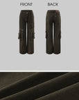 Rase le sol Washed Buckle-Strap Wide-Leg Cargo Pants
