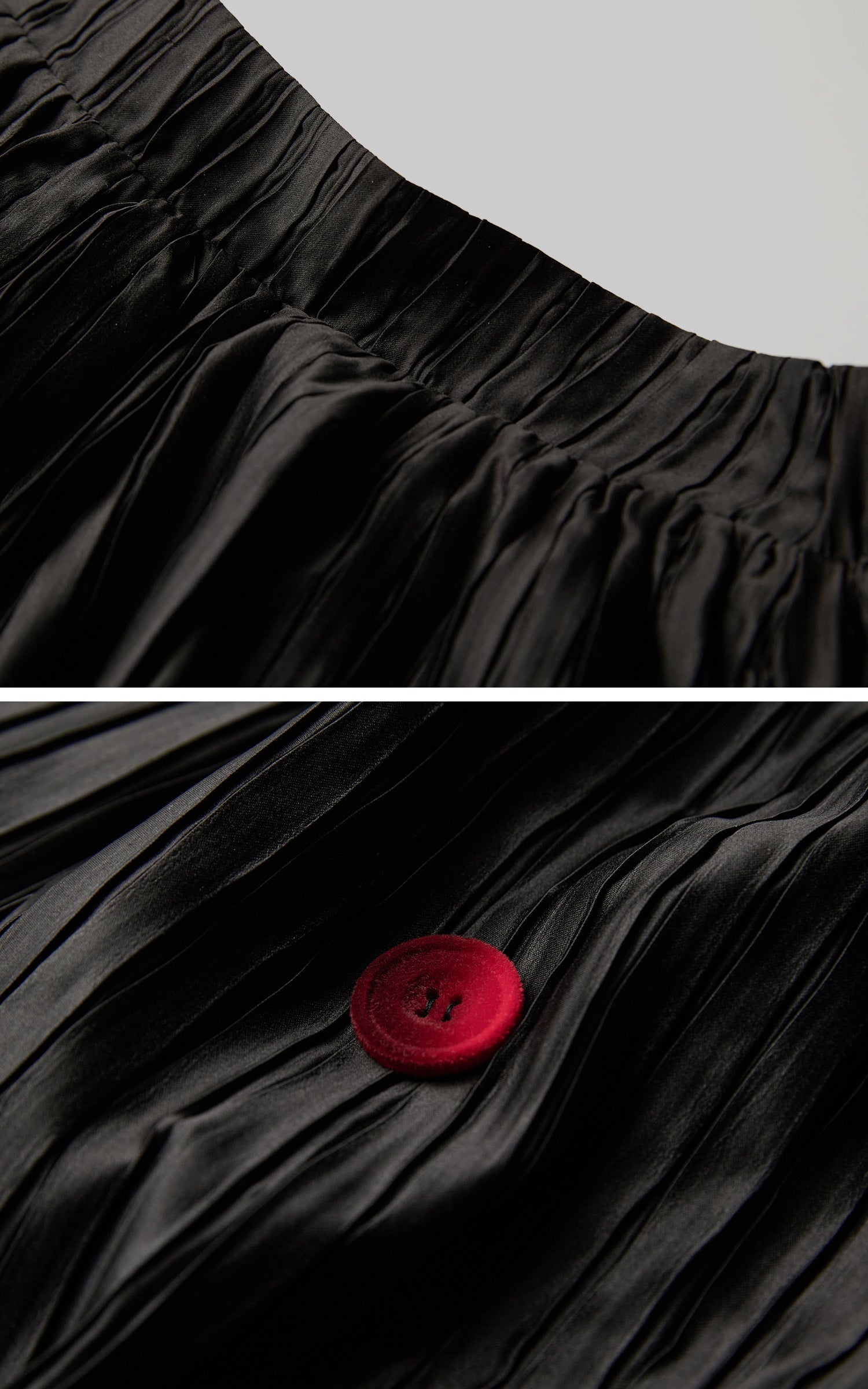 DOINDULGE Black Pleated Skirt Red Button Accents