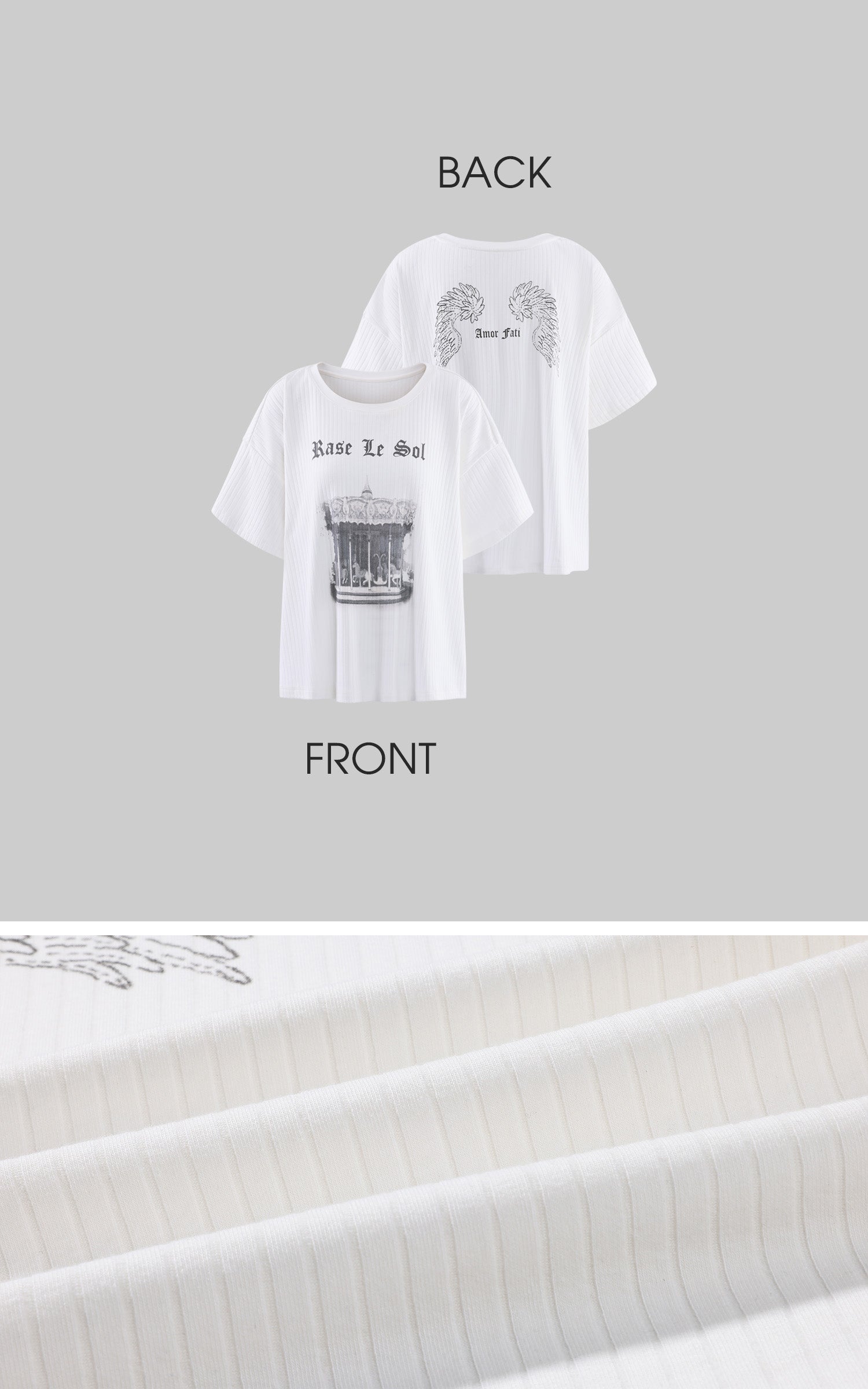 Rase le sol T-shirt graphique vintage délavé "Amor Fati"