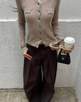 Rase le sol Fitted Button-Up Knit Cardigan
