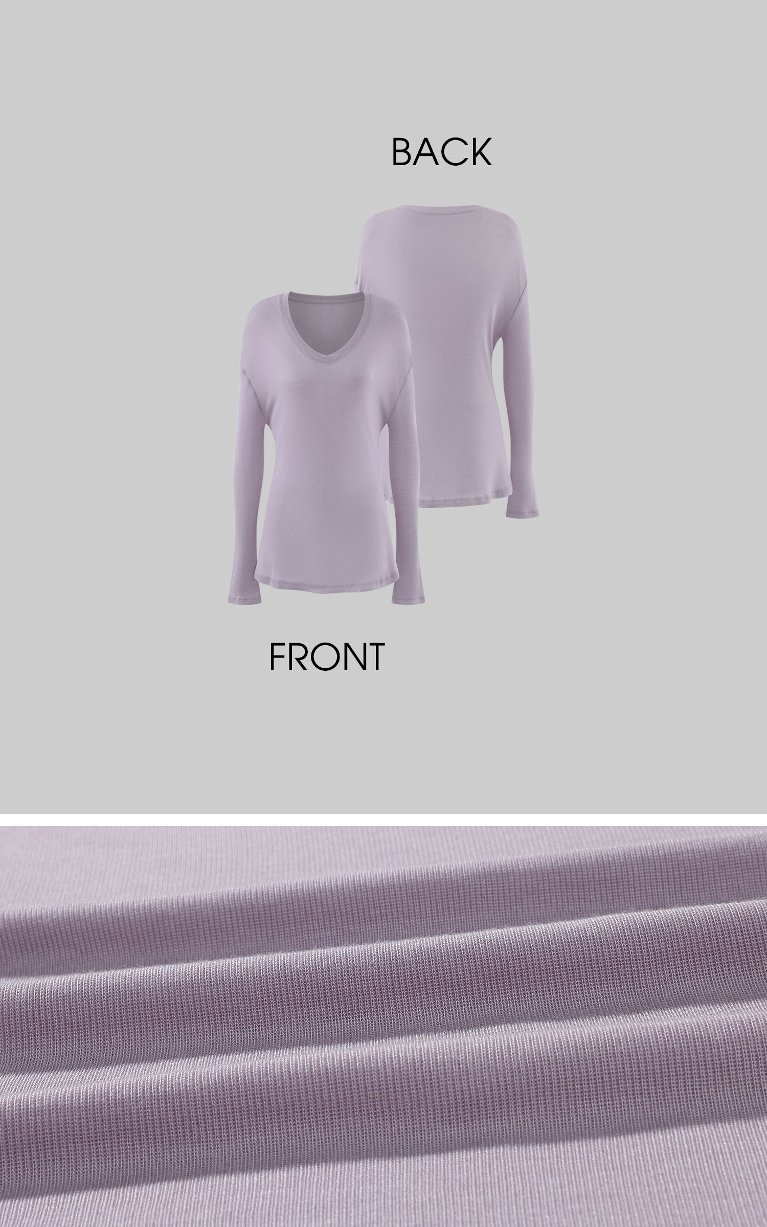 Hydrae Lilac Soft Knit V-Neck Draped Wool Long Sleeve Fitted Top