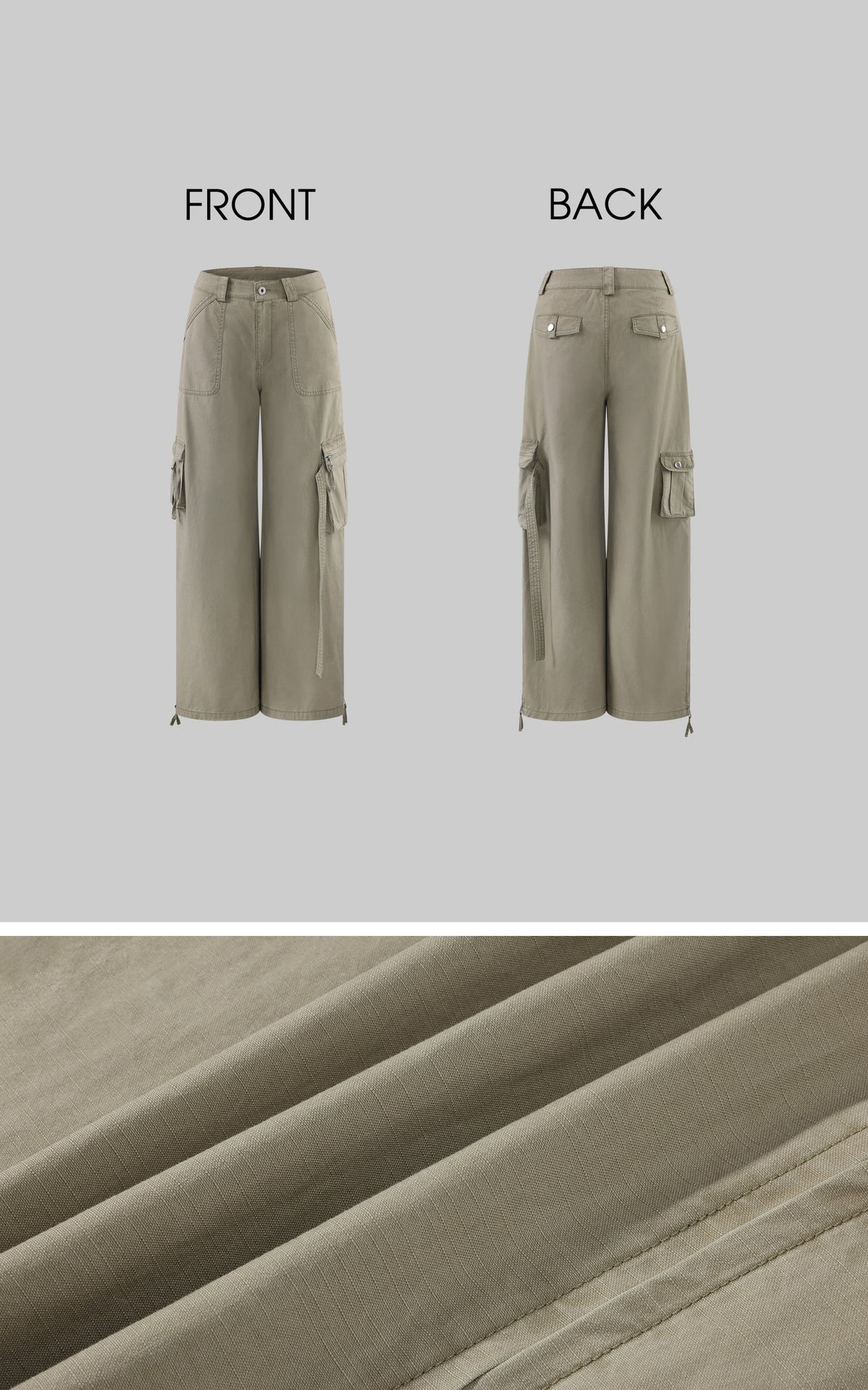 WARDEN EDGE Strap Detail Wide-Leg Cargo Pants